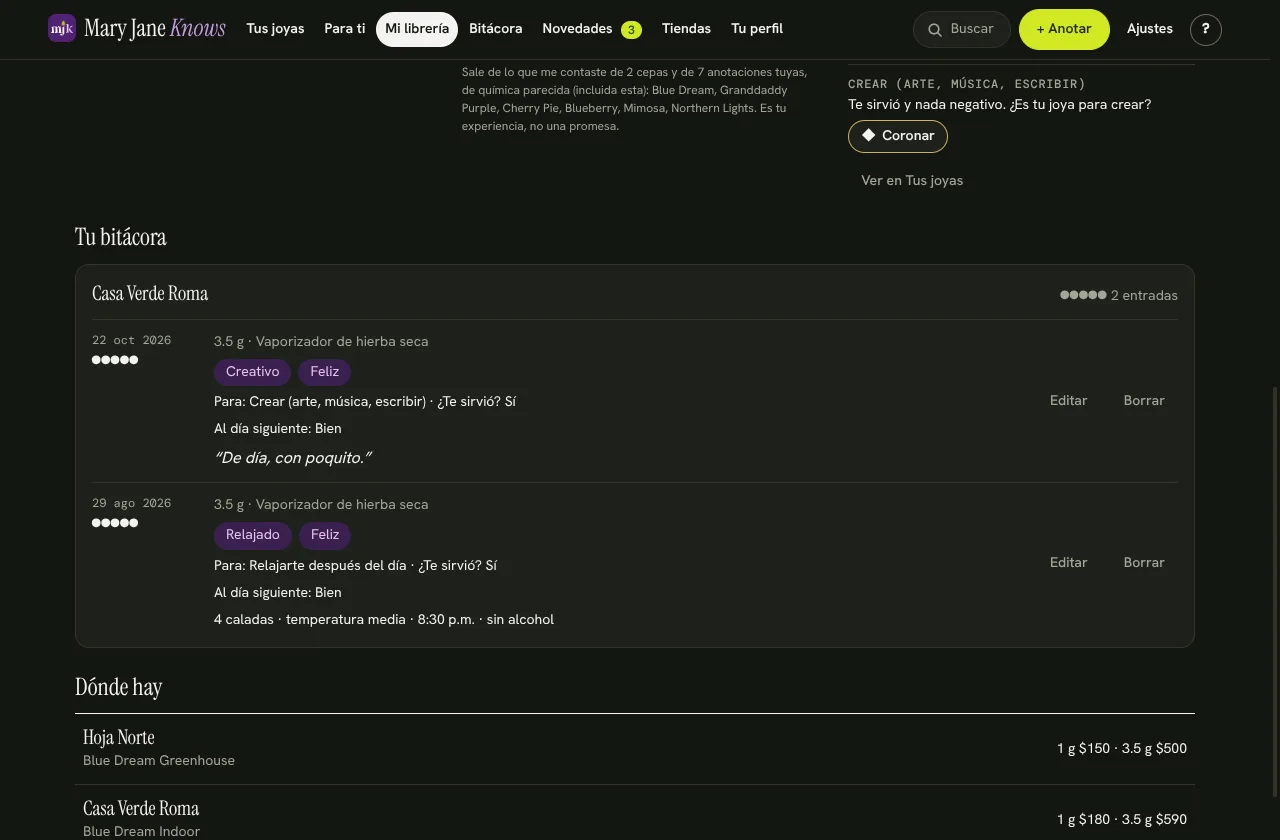 Tu bitácora y dónde hay, en la ficha