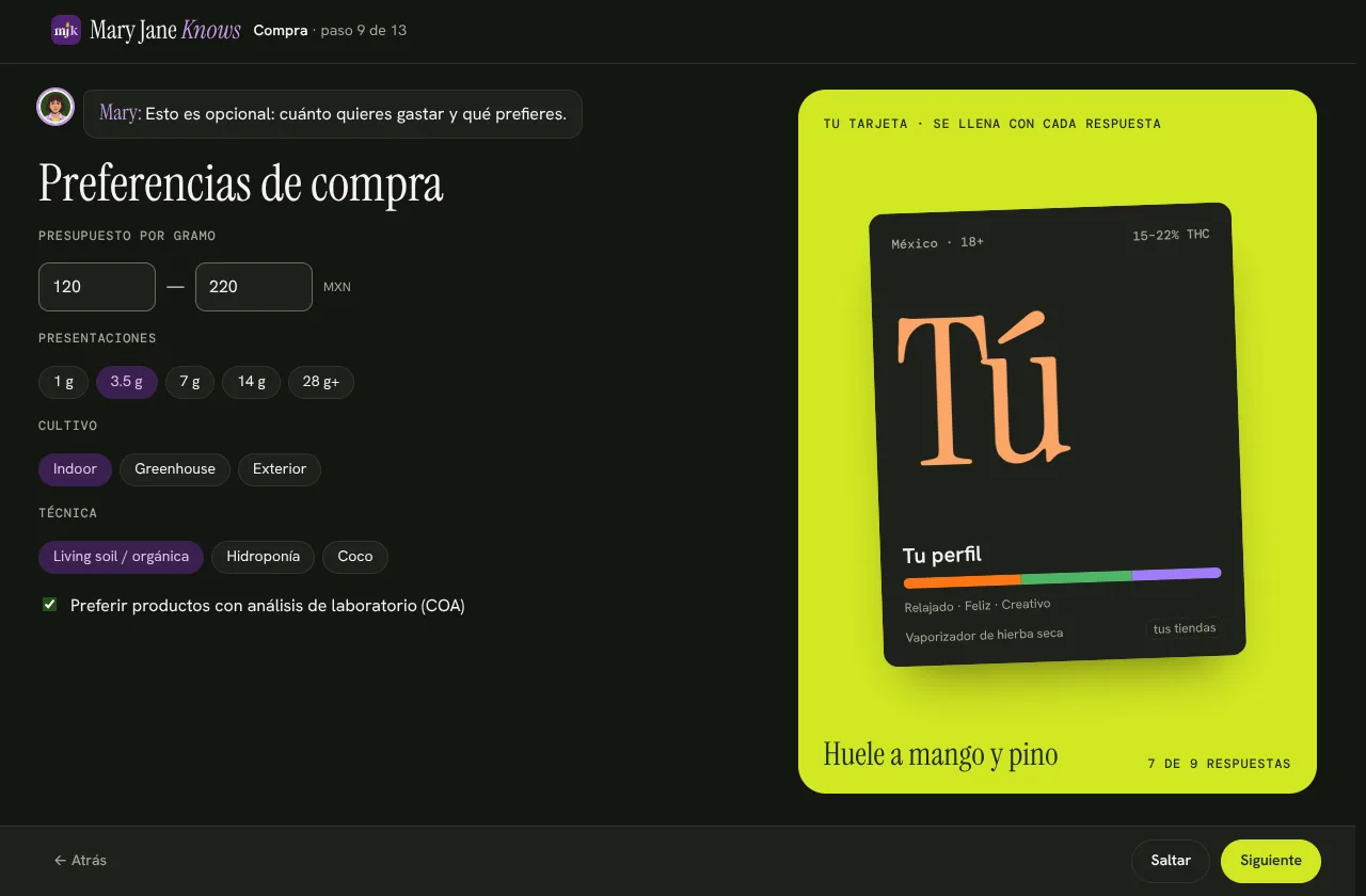 Preferencias de compra: todo opcional
